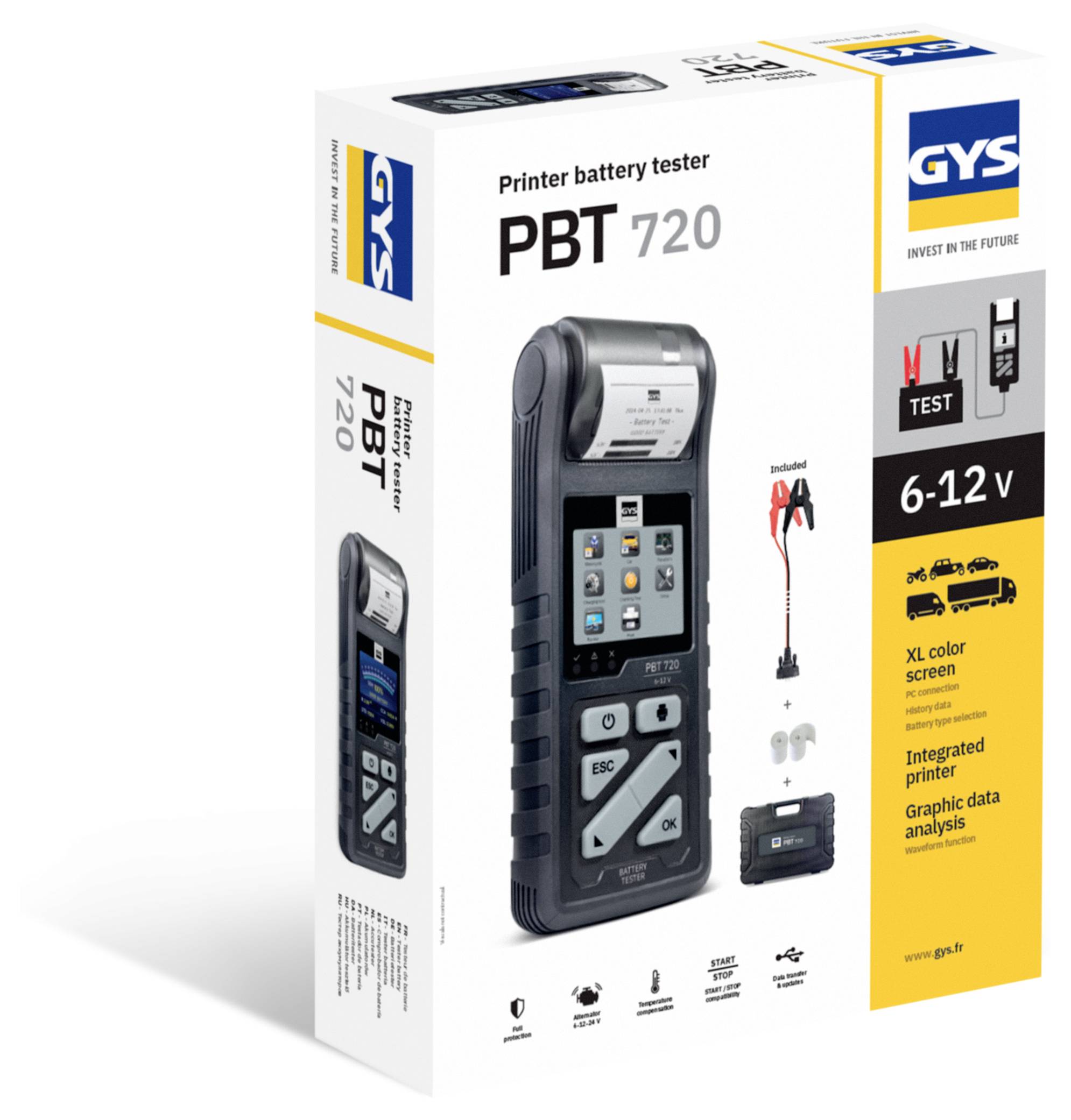 GYS BATTERIETESTER PBT720 - START/STOP Testeur de batterie de voiture adapté au start/stop 26 cm x 10.5 cm x 0.5 cm-2