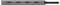 Un hub USB-C gris à quatre ports avec un câble de connexion, vu de côté.