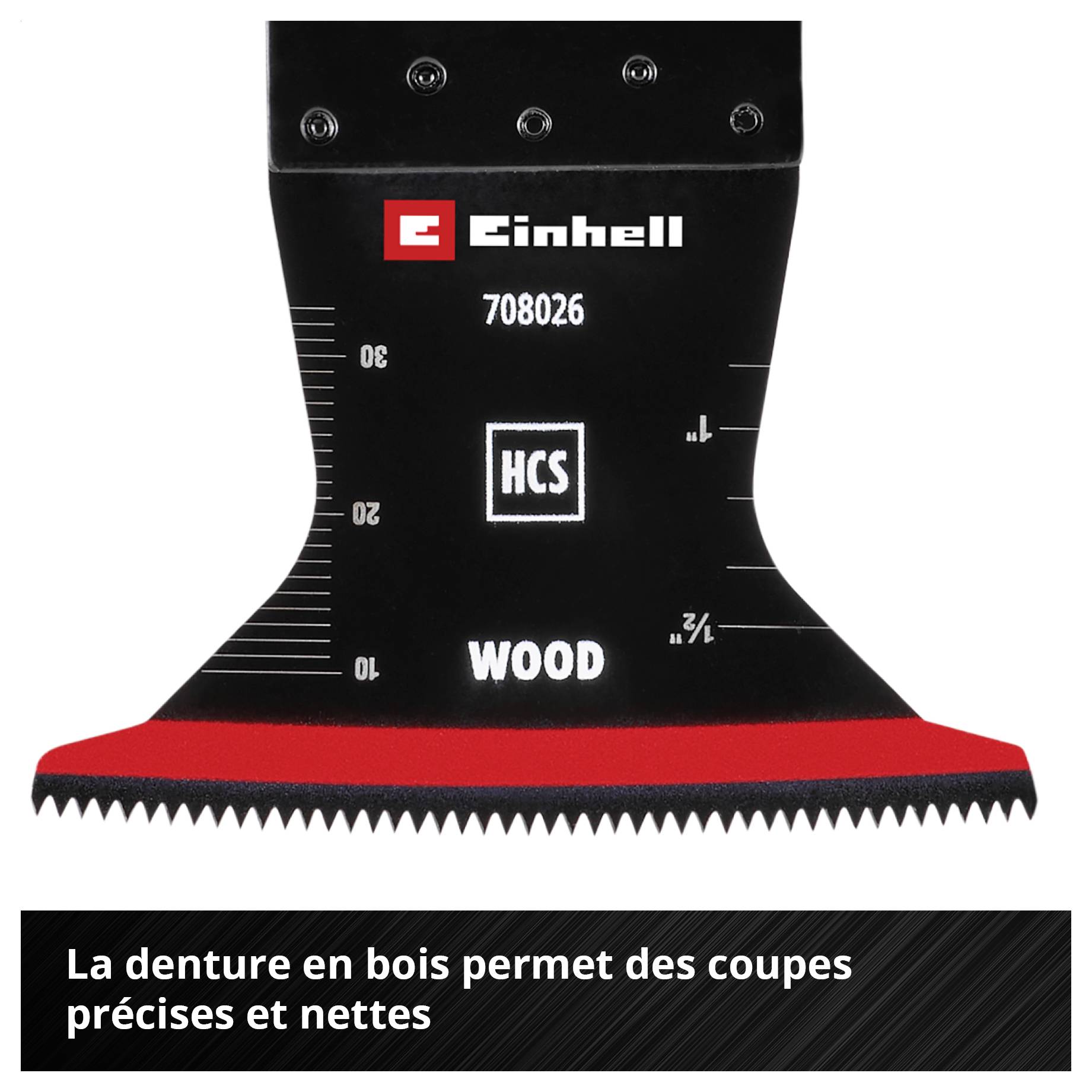 Outil de travail avec 'denture de bois' pour des coupes de bois nettes et précises d'Einhell.