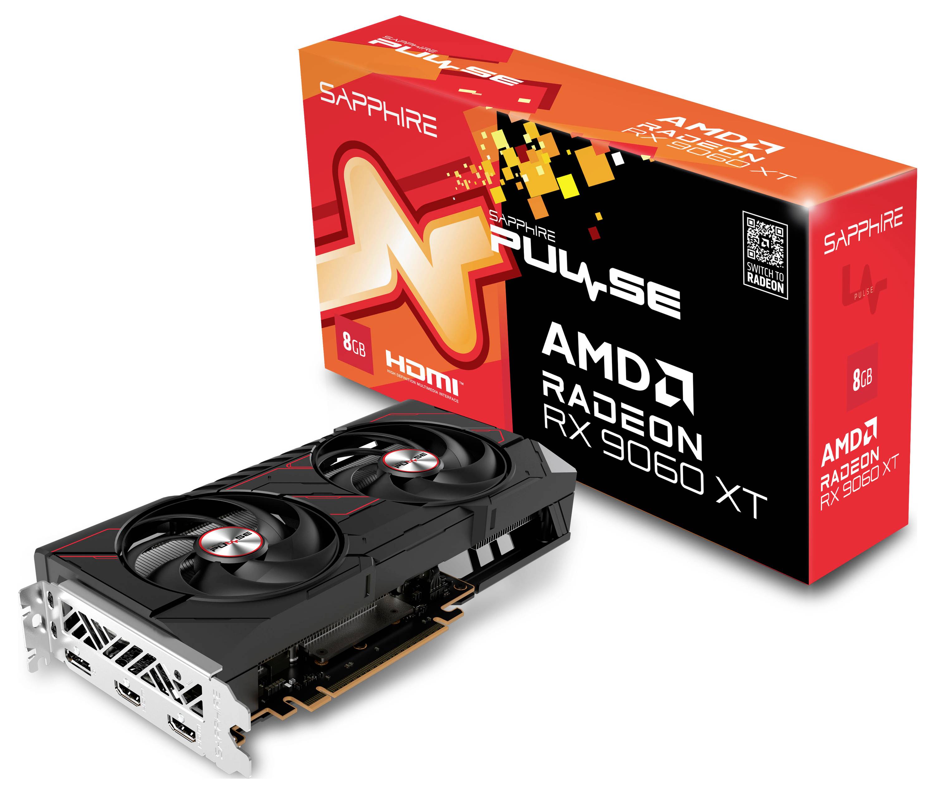 Sapphire Carte graphique AMD Radeon RX 9060 XT Radeon RX 9060 XT 8 GB GDDR6-RAM PCIe x16 HDMI™-7