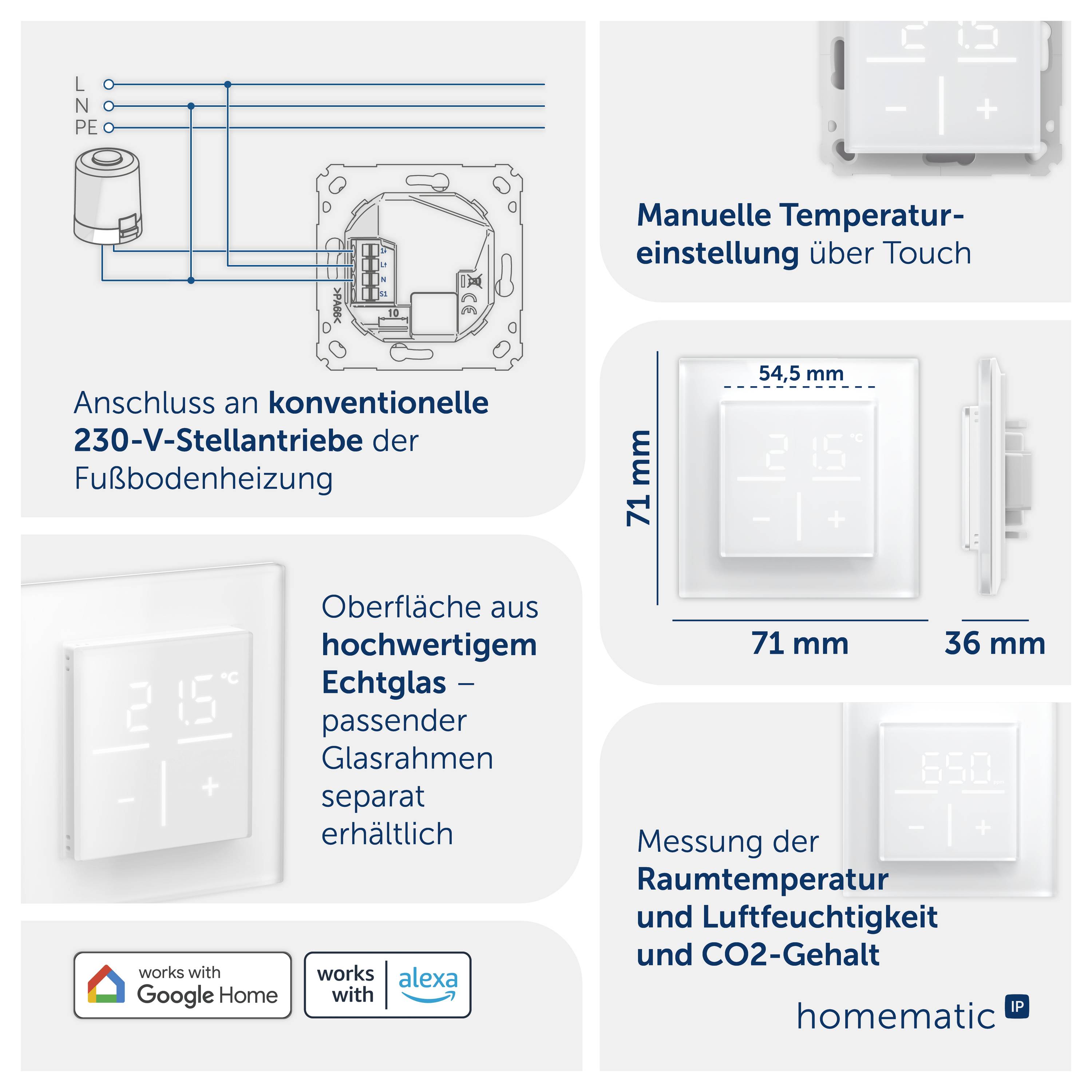 Homematic IP Thermostat mural IP Funk Glas-Wandthermostat mit CO2-Sensor-2