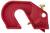 Un coupe-tube en plastique rouge avec une lame de coupe et une vis de réglage, utilisé pour trancher les tuyaux de manière lisse et précise.