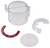 Dispositif en deux parties en plastique transparent avec un récipient circulaire, un couvercle amovible et un joint d'étanchéité rouge, utilisé pour le stockage ou la protection sécurisés.