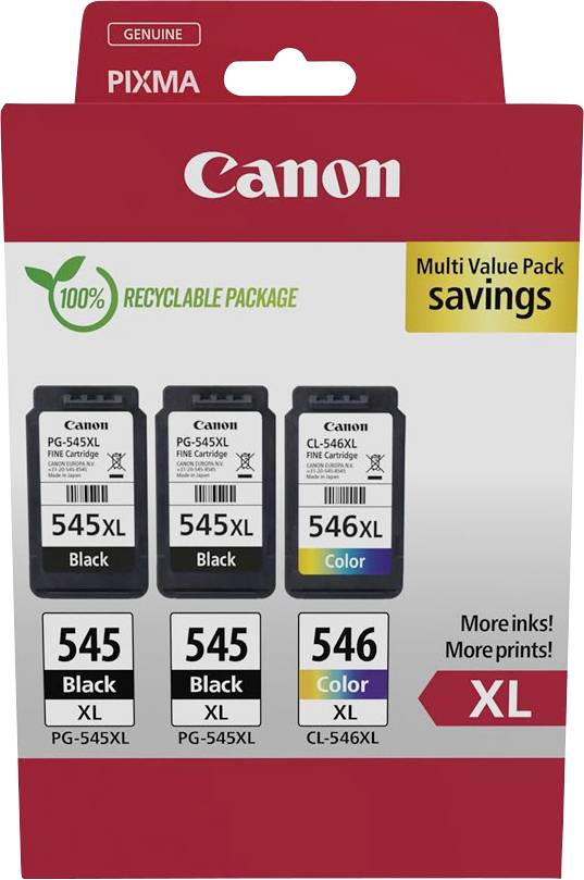 Canon Encre PG-545XL+CL-546XL d'origine paquet de 3 noir, noir, couleur 8286B013-0
