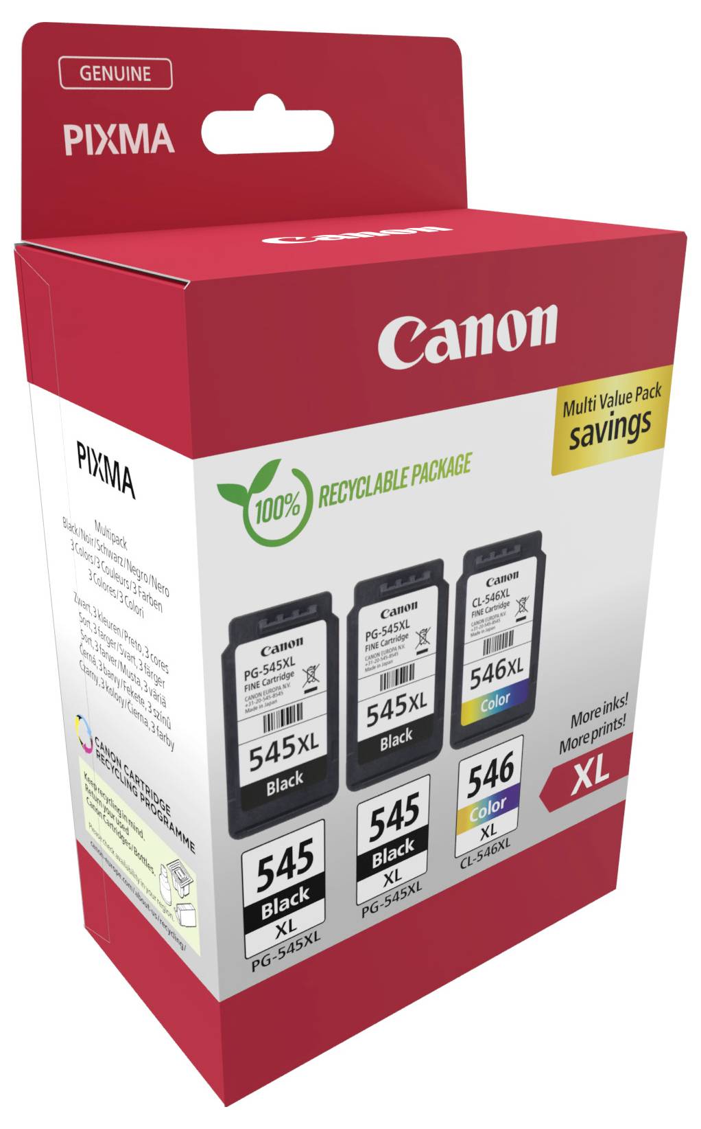 Canon Encre PG-545XL+CL-546XL d'origine paquet de 3 noir, noir, couleur 8286B013-1