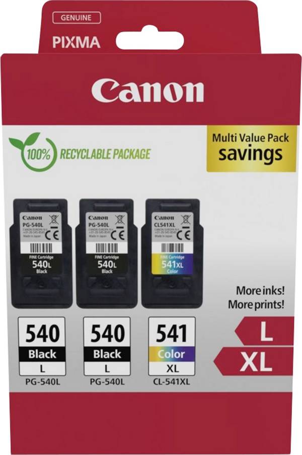 Canon Encre PG-540L+CL-541XL d'origine paquet de 3 noir, noir, couleur 5224B017