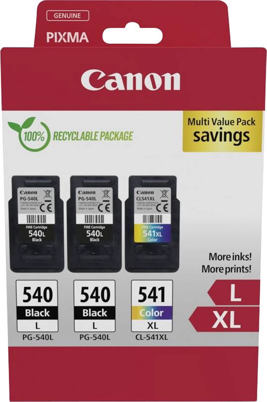 Canon Encre PG-540L+CL-541XL d'origine paquet de 3 noir, noir, couleur 5224B017-0