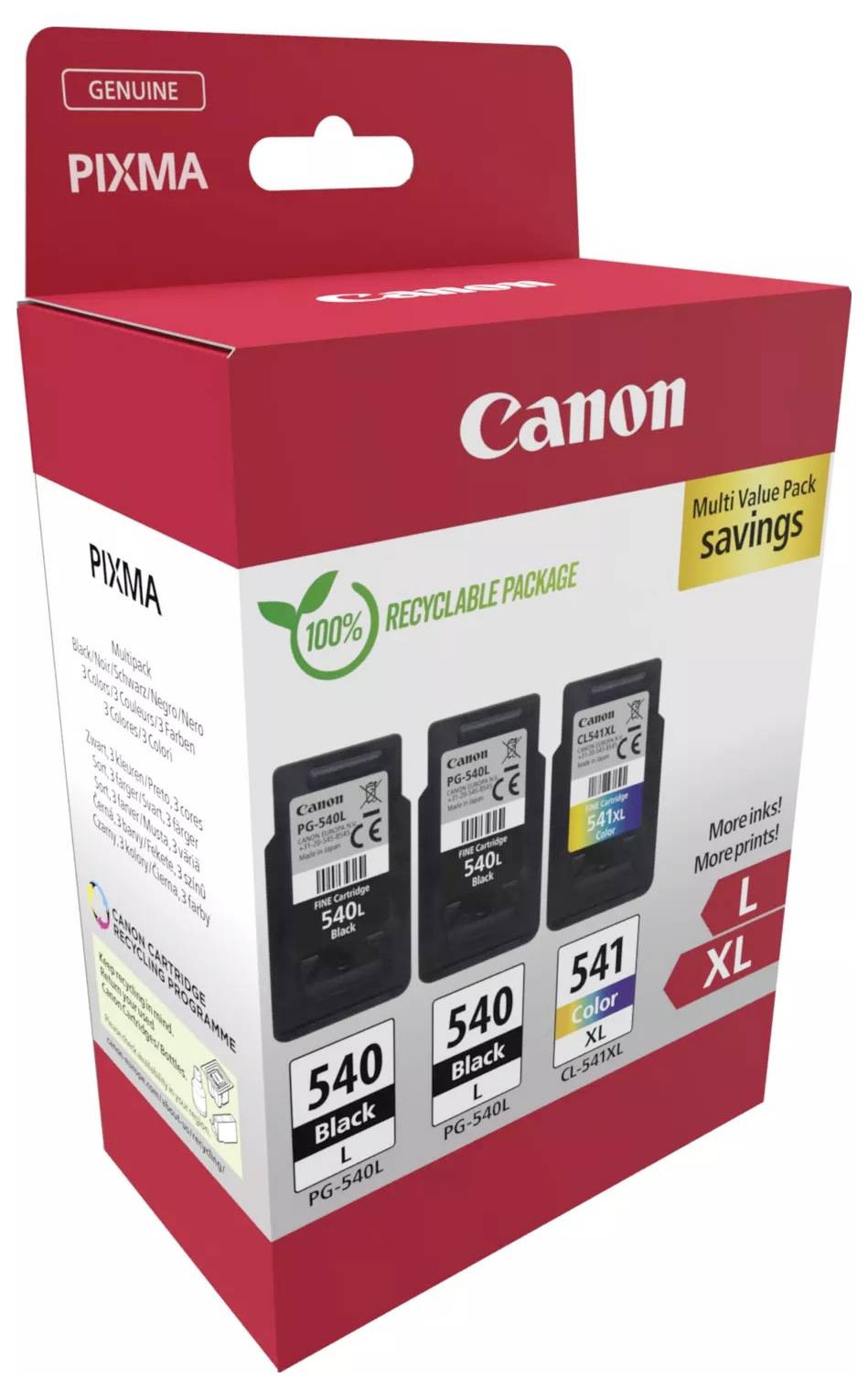 Canon Encre PG-540L+CL-541XL d'origine paquet de 3 noir, noir, couleur 5224B017-1