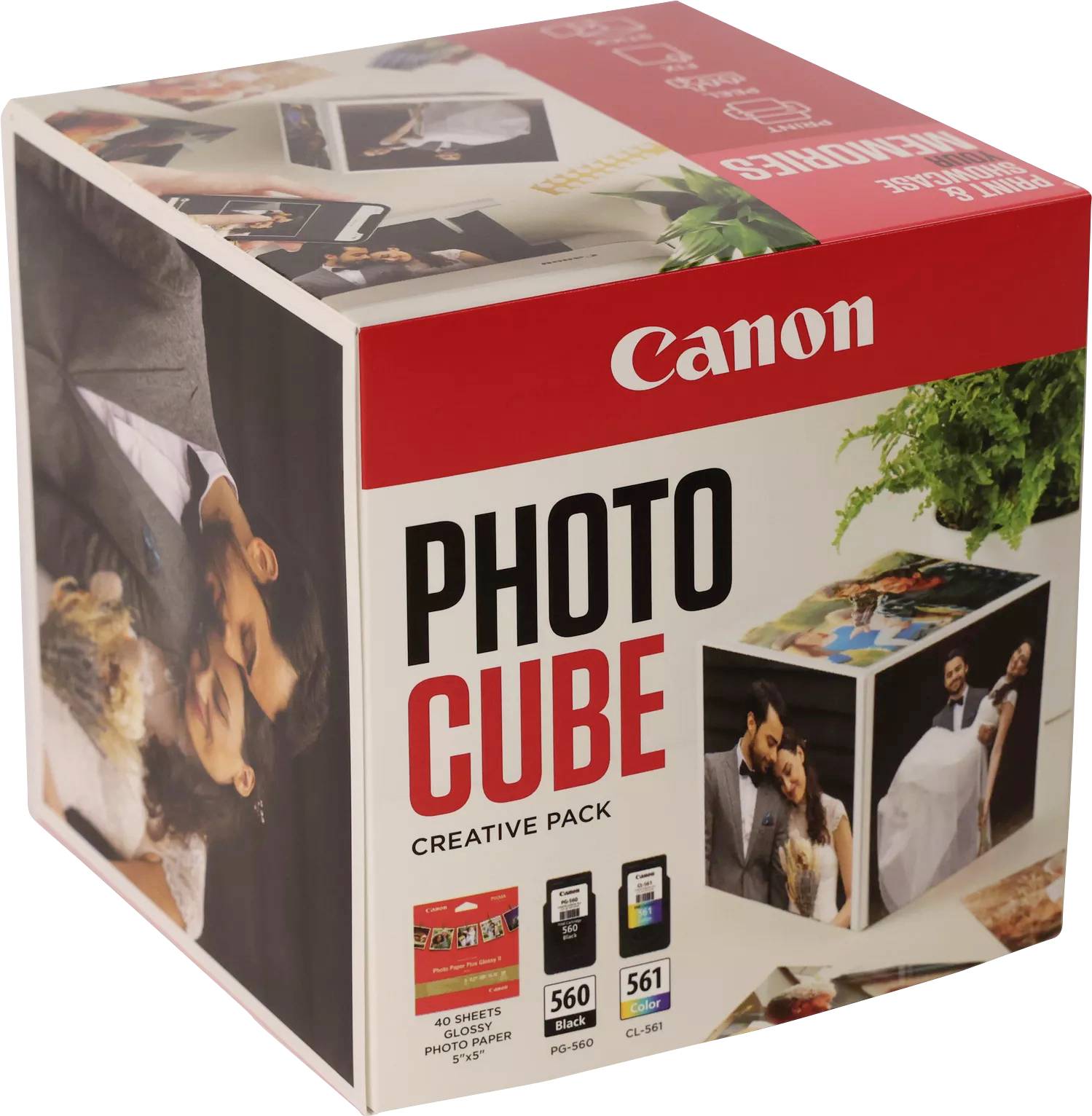 Canon Set de cubes photos PG-560+CL-561 d'origine pack bundle noir, couleur, blanc, rose fluorescent 3713C011-0