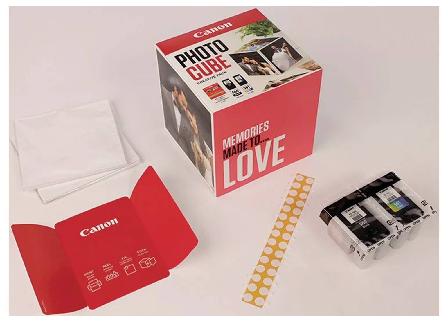 Canon Set de cubes photos PG-560+CL-561 d'origine pack bundle noir, couleur, blanc, rose fluorescent 3713C011-3