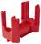 Support à outils en plastique rouge en forme de U, conçu pour maintenir les outils de manière sécurisée. Sa structure permet un rangement vertical des outils et un accès facile.