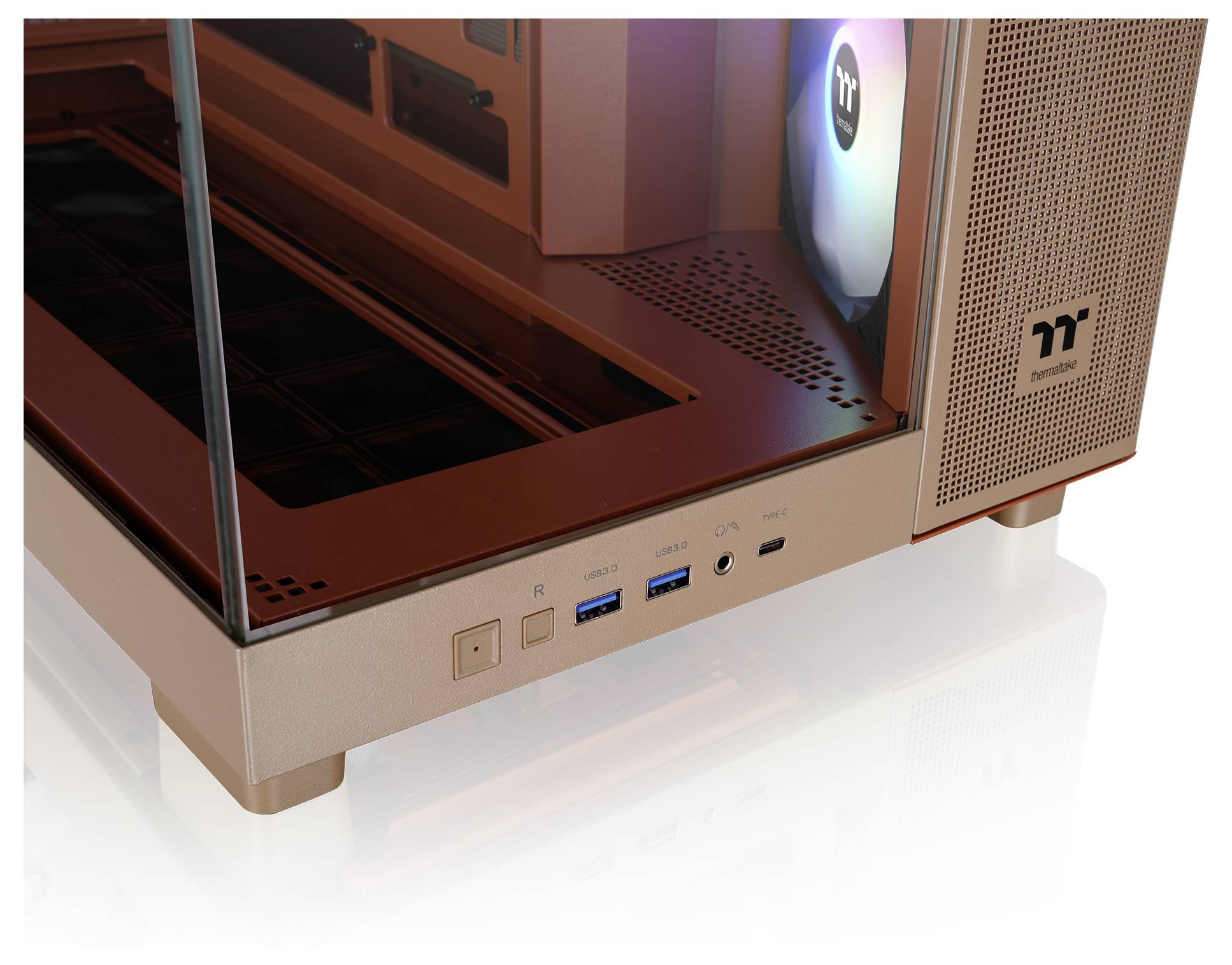 Tour midi Thermaltake View 380 XL TG ARGB Gravel Sand Boîtier PC sable marron-5