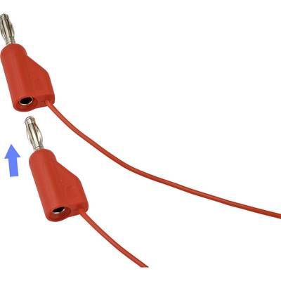 « Fils électriques rouges avec des connecteurs métalliques visibles aux extrémités. »