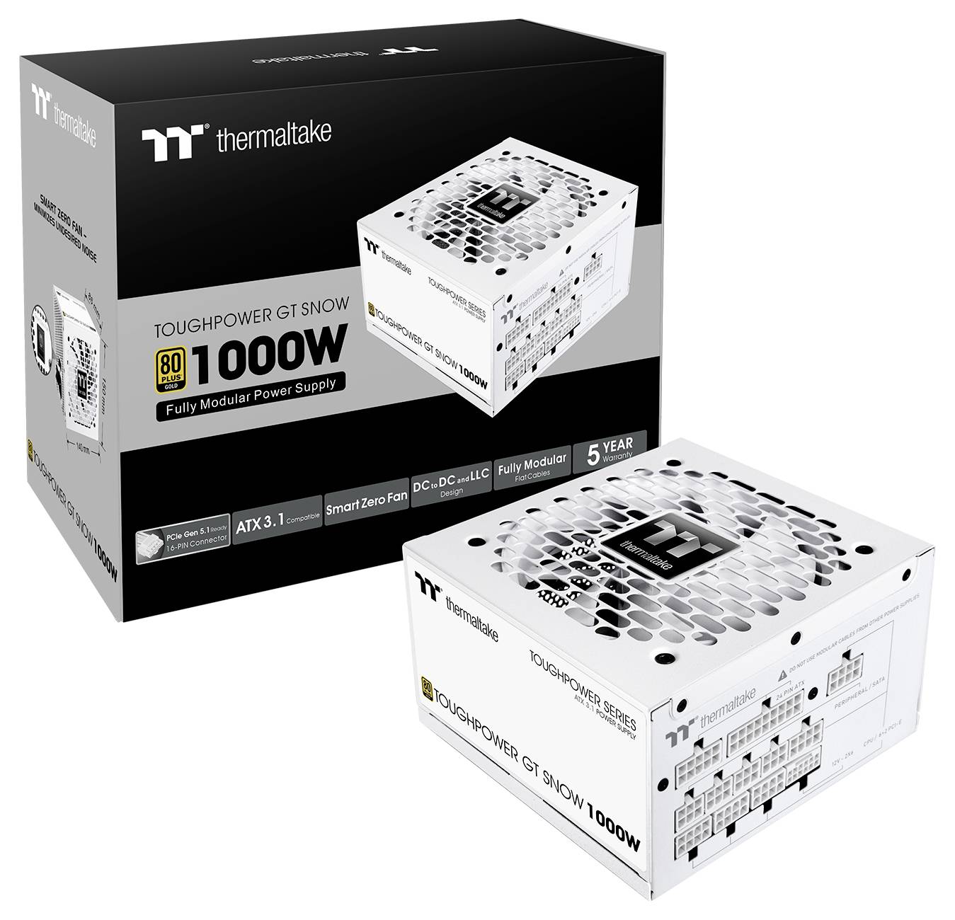 Thermaltake Toughpower GT Snow 1000W, 1000 W, 100 - 240 V, 50/60 Hz, 15 - 10 A, Actif, 100 W-14