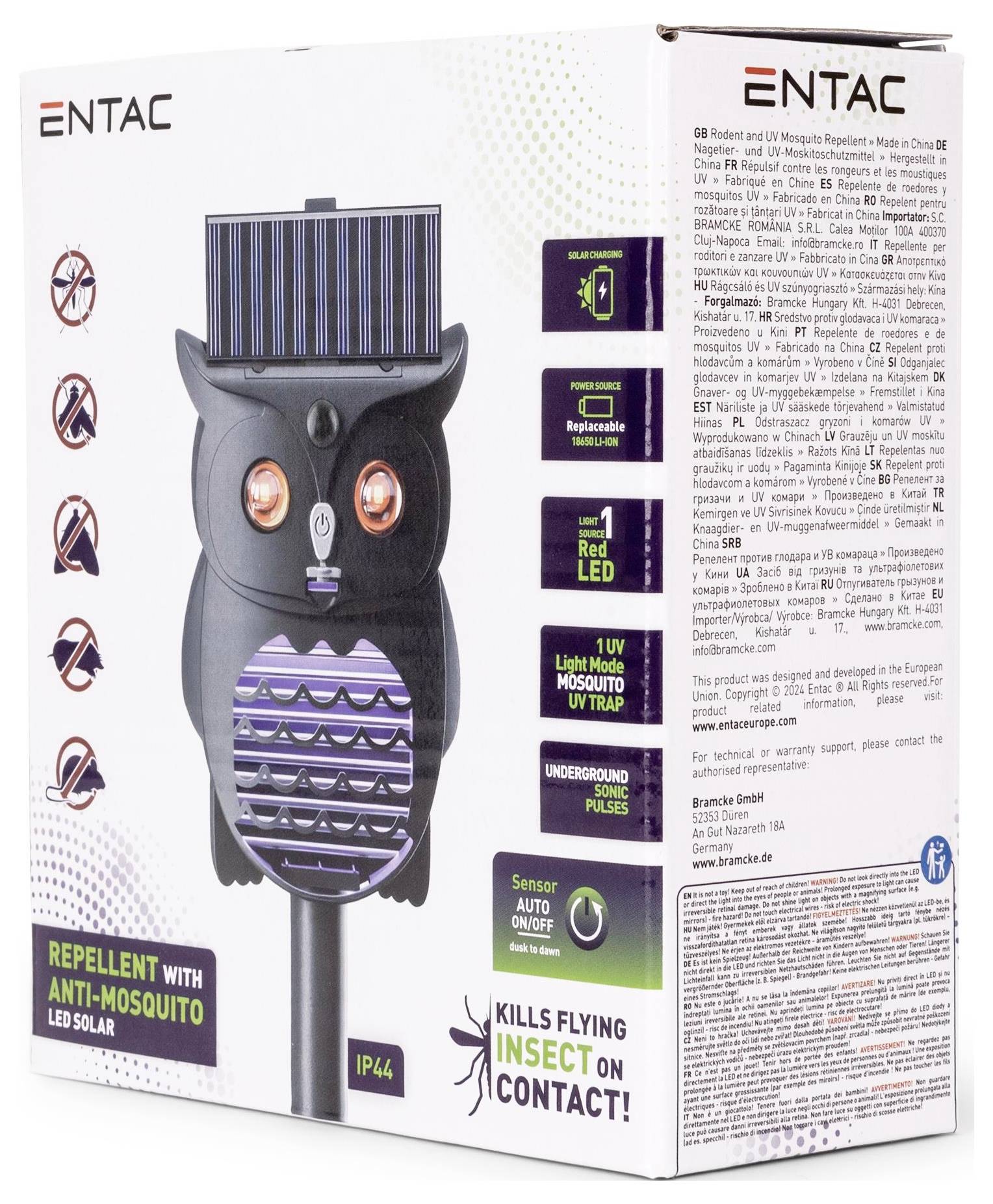 ENTAC EGSR-US-MC-12M-S Répulseur de rongeurs lumière UV, éclairage LED, à ultrason noir 1 pc(s)-1