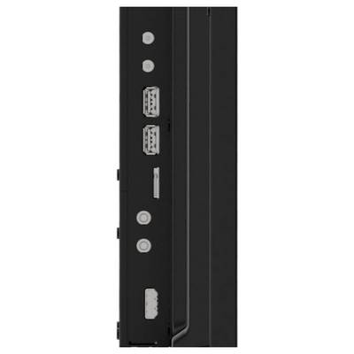 Vue latérale d'un appareil électronique noir avec plusieurs ports : USB, HDMI et boutons.