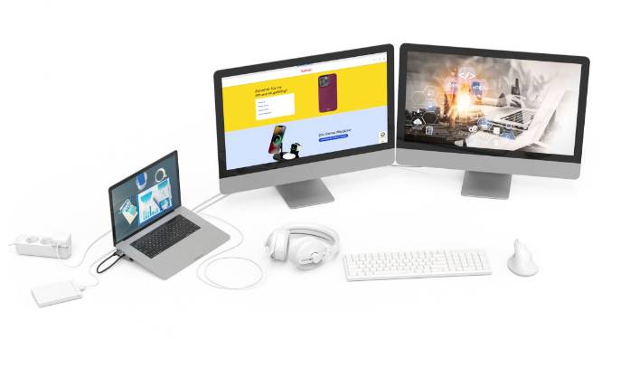 Hama Station d'accueil USB-C® Convient pour les marques: universel MacBook avec fonction de chargement, alimentation USB-10