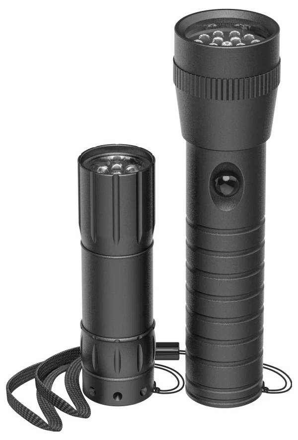 Hama LED-Taschenlampe "FL-DUO", mit Batterien, Aluminium, 2er-Set 00228612 Lampe de poche