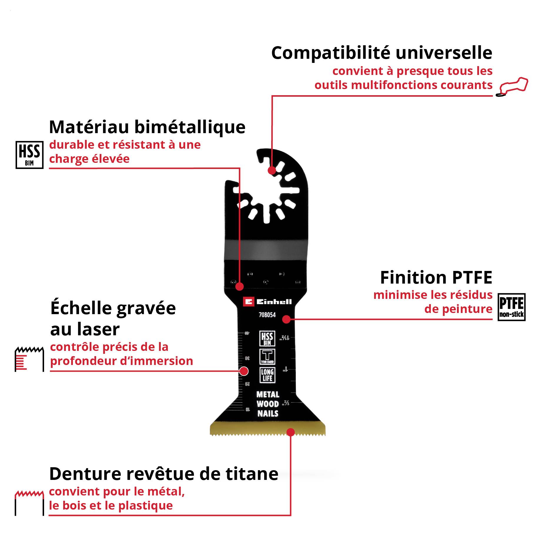 Einhell 708054 Tauchsägeblatt BIM-TI, 45mm Bi-métallique Lame plongeante 45 mm 1 pc(s)-1