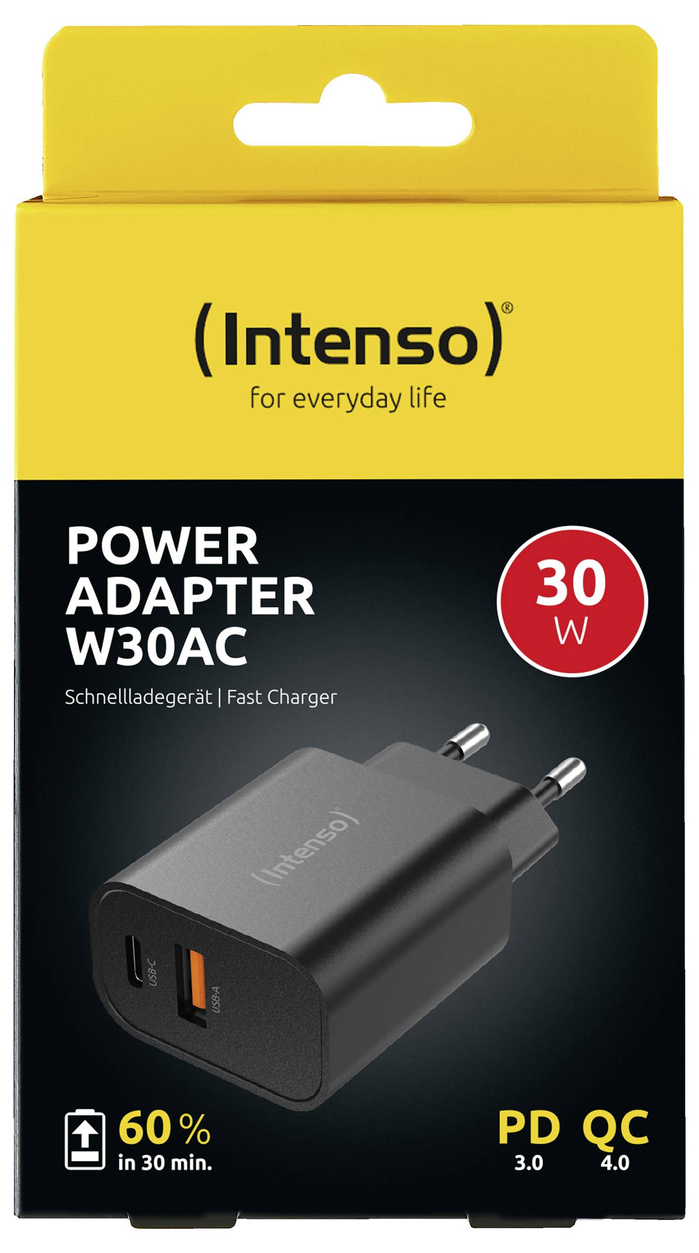 Intenso W30AC black Adaptateur 30 W USB-A, USB-C® noir-1