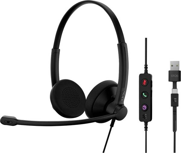EPOS IMPACT 100 MS  Micro-casque supra-auriculaire filaire Stereo noir Noise Cancelling micro-casque, mise en sourdine du microphone, volume réglable, Touche Microsoft Teams ordinateur