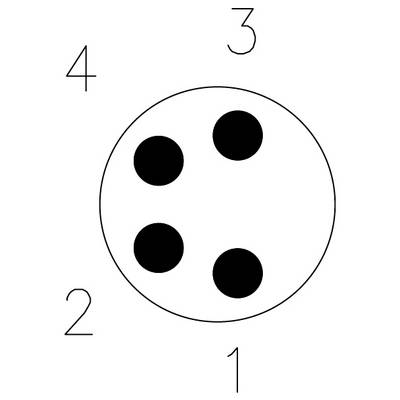 Un cercle contient quatre points noirs disposés en carré. Les numéros 1 à 4 sont placés à l'extérieur du cercle à différentes positions.