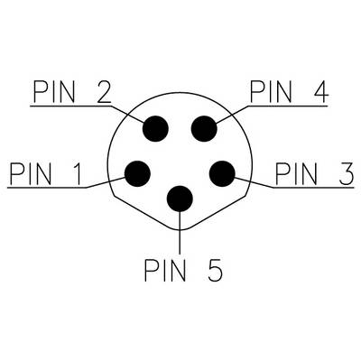 Diagramme d'un connecteur électrique à 5 broches avec les broches étiquetées : BROCHE 1, BROCHE 2, BROCHE 3, BROCHE 4 et BROCHE 5 disposées en cercle.