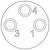 "Schéma de connexion des prises" montrant trois prises circulaires numérotées, étiquetées 4, 3 et 1, chacune avec un cercle vide.