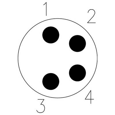 Un cercle avec quatre points noirs disposés en diagonale, entouré de chiffres de 1 à 4 dans chaque quadrant.