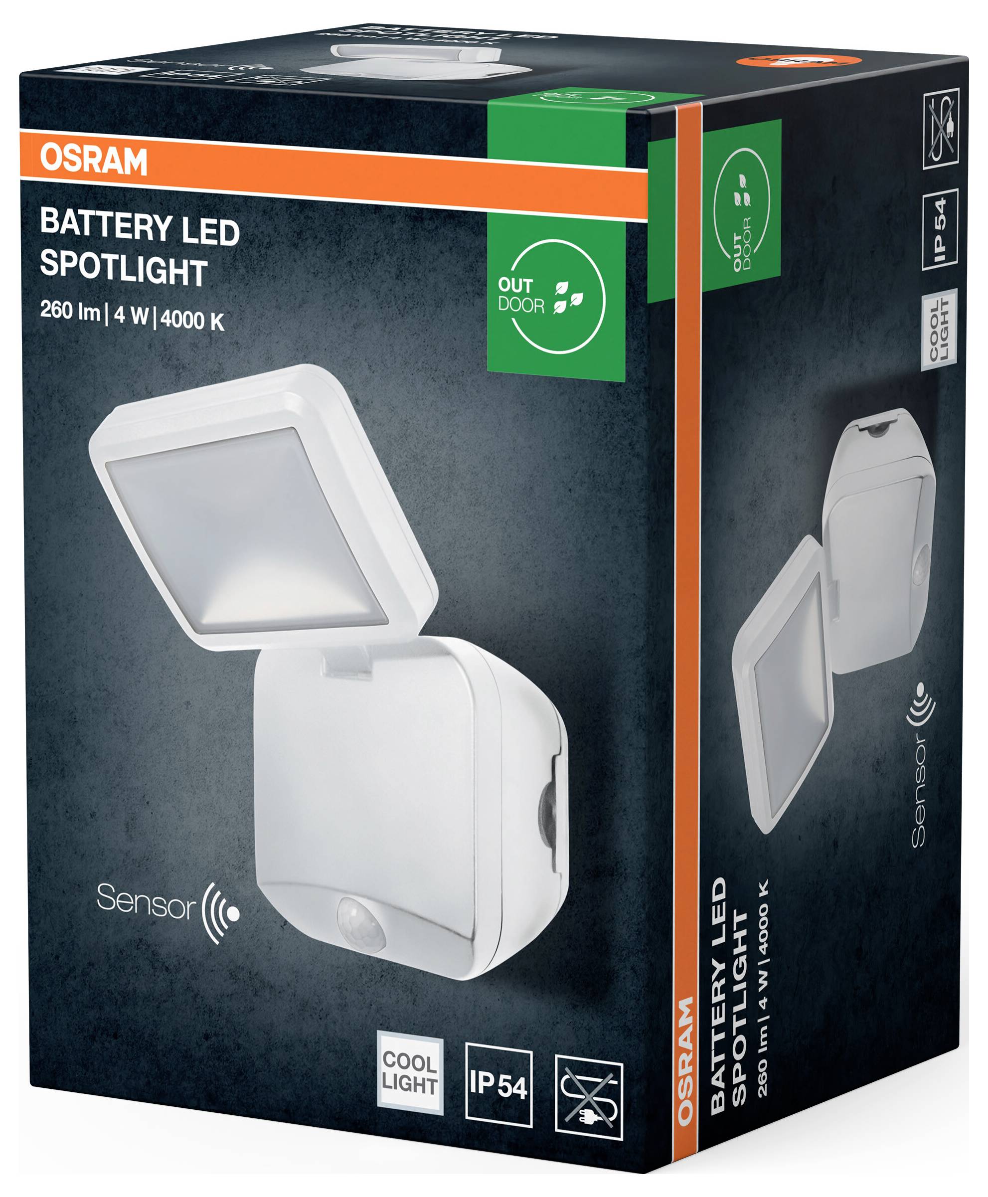 OSRAM HOMELIGHTING Battery LED Spotlight Sensor 4W 4000K IP54 White 4099854497537 Projecteur extérieur 4 W Couleur d'écl-2