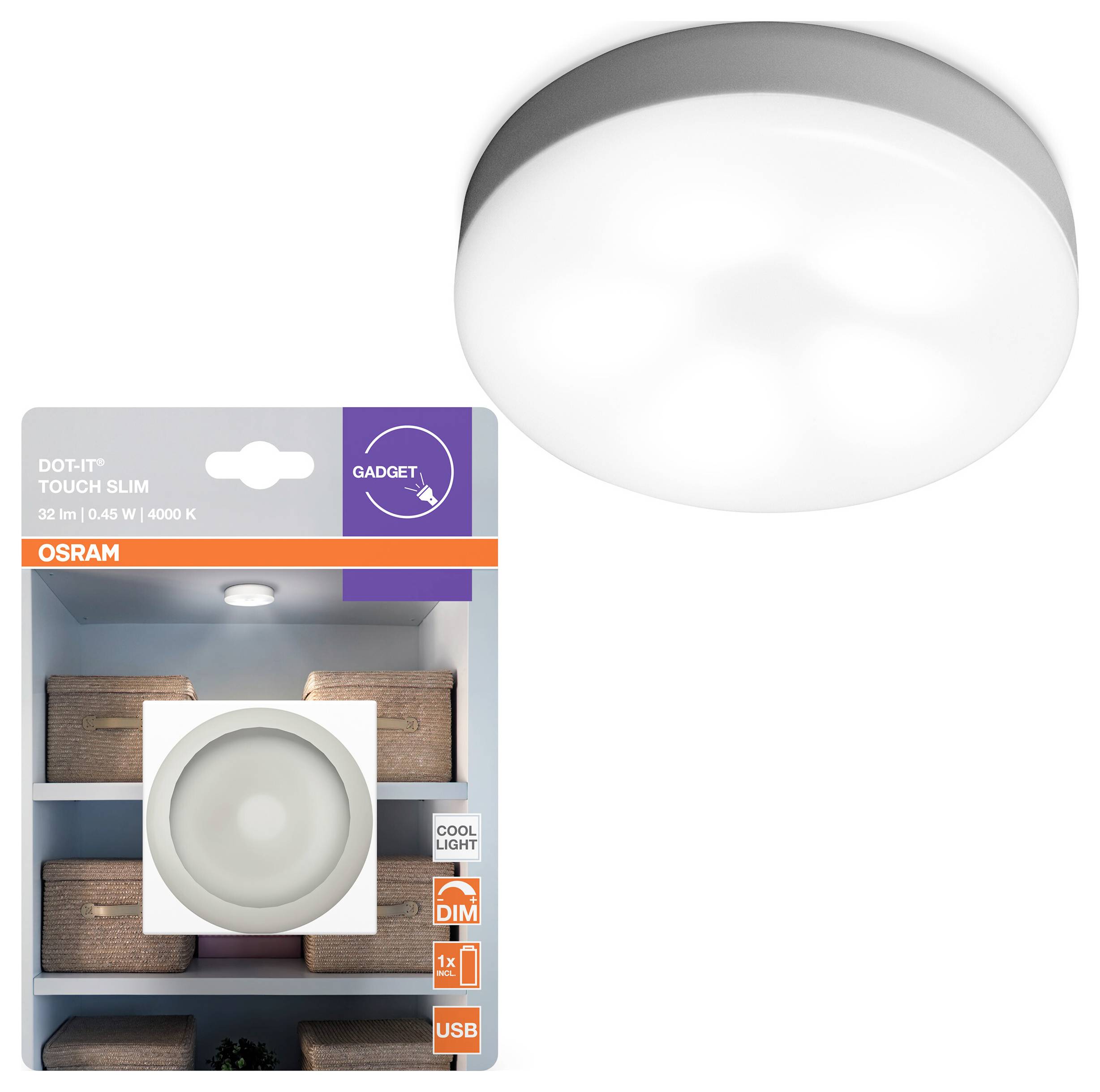 Veilleuse LED OSRAM HOMELIGHTING DOT-it Touch Slim White 4099854531590 blanc froid blanc-1
