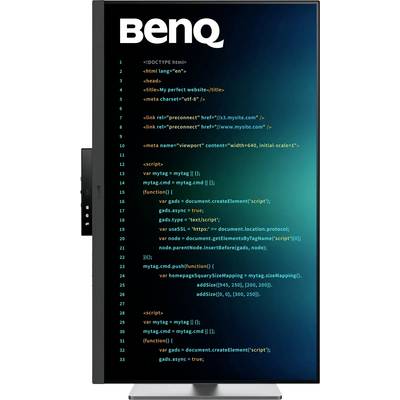 Un écran d'ordinateur affichant du code HTML et JavaScript lié à la création de sites web et à l'intégration de Google Ads. La marque 'BenQ' est visible.