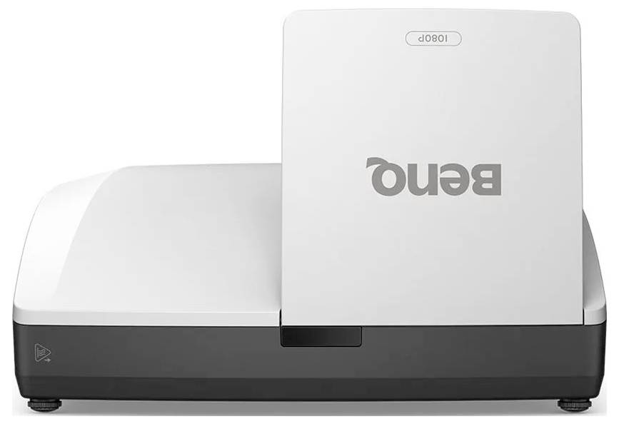 Un projecteur BenQ au design élégant et moderne, montrant l'avant et le dessus partiellement relevé, avec l'étiquette « 1080P ».