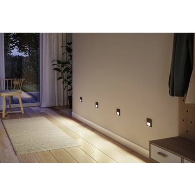 Paulmann 80004 Tsaro eckig 80x36mm 1W 80lm 230V 2700K Luminaire mural encastré LED 1 W noir (mat)-6