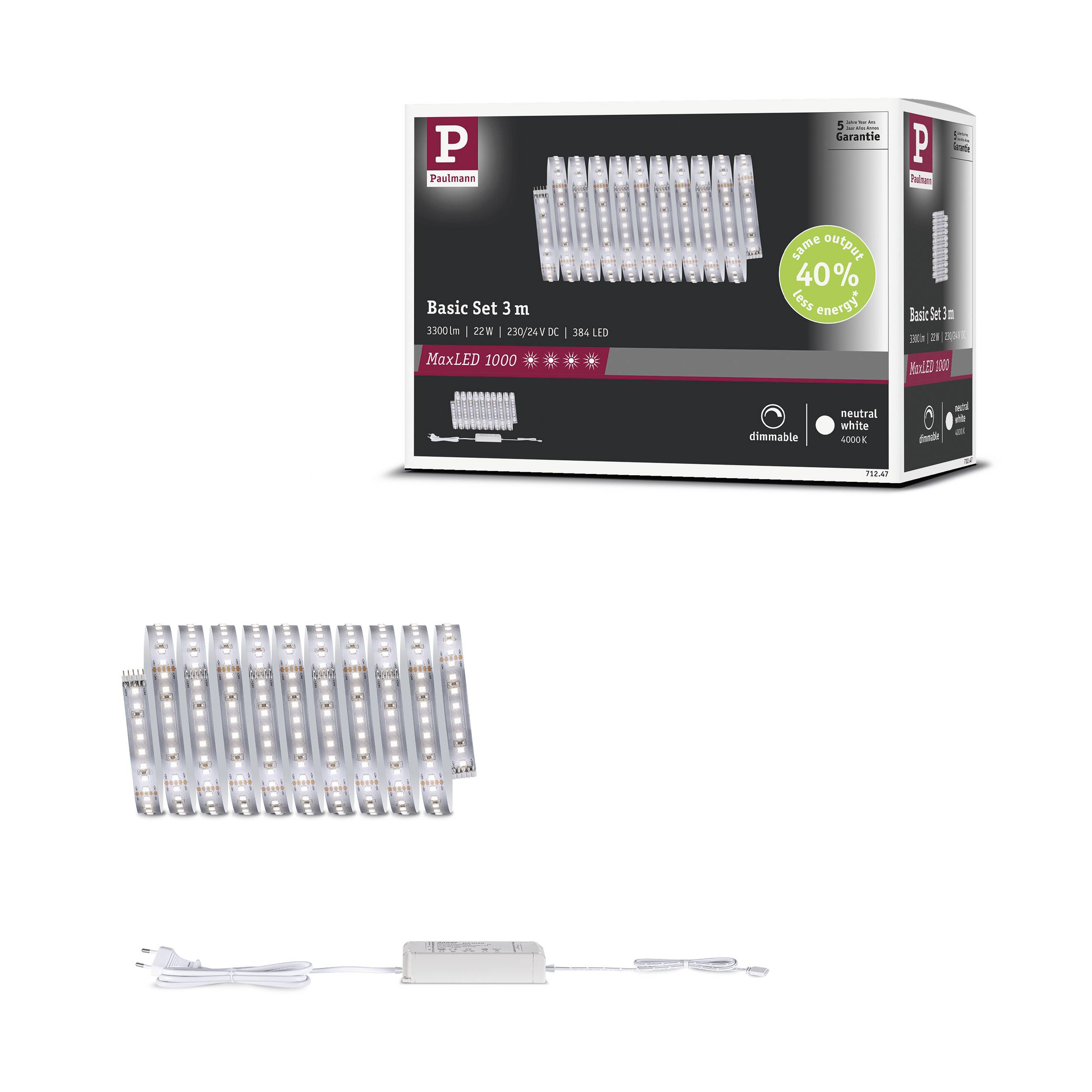 Paulmann MaxLED 1000 Basisset 71247 Ruban LED (Base) 230 3 m blanc neutre 1 set-7
