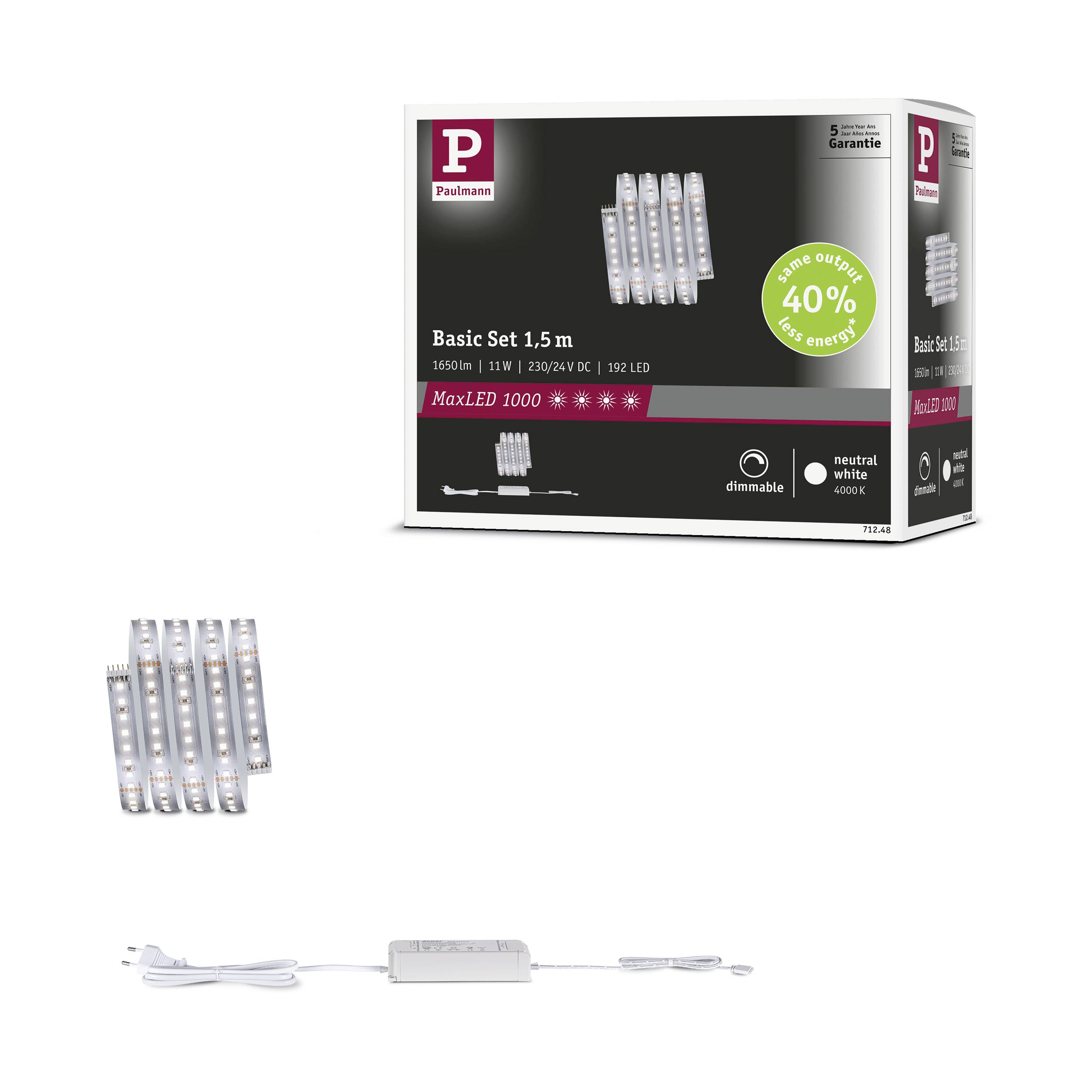 Paulmann MaxLED 1000 Basisset 71248 Ruban LED (Base) 230 V 1.5 m blanc neutre 1 set-7