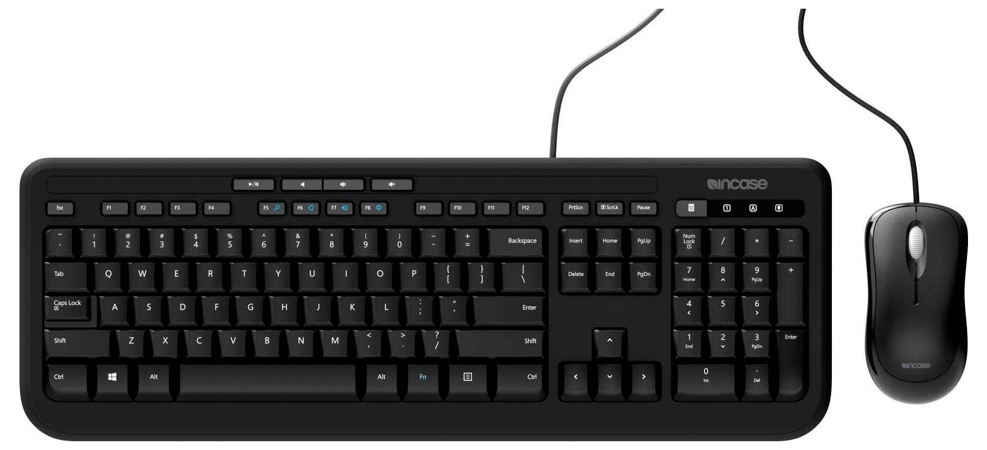 Incase Wired Desktop 600 (Tastatur & Maus) filaire Kit souris + clavier allemand, QWERTZ noir-0