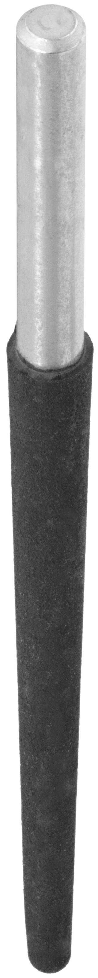 Un outil cylindrique conique avec une section supérieure métallique lisse et une prise inférieure texturée plus sombre.
