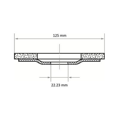Schéma de coupe transversale d'un élément structural, présentant une largeur de 125 mm et une section centrale mesurant 22,23 mm.