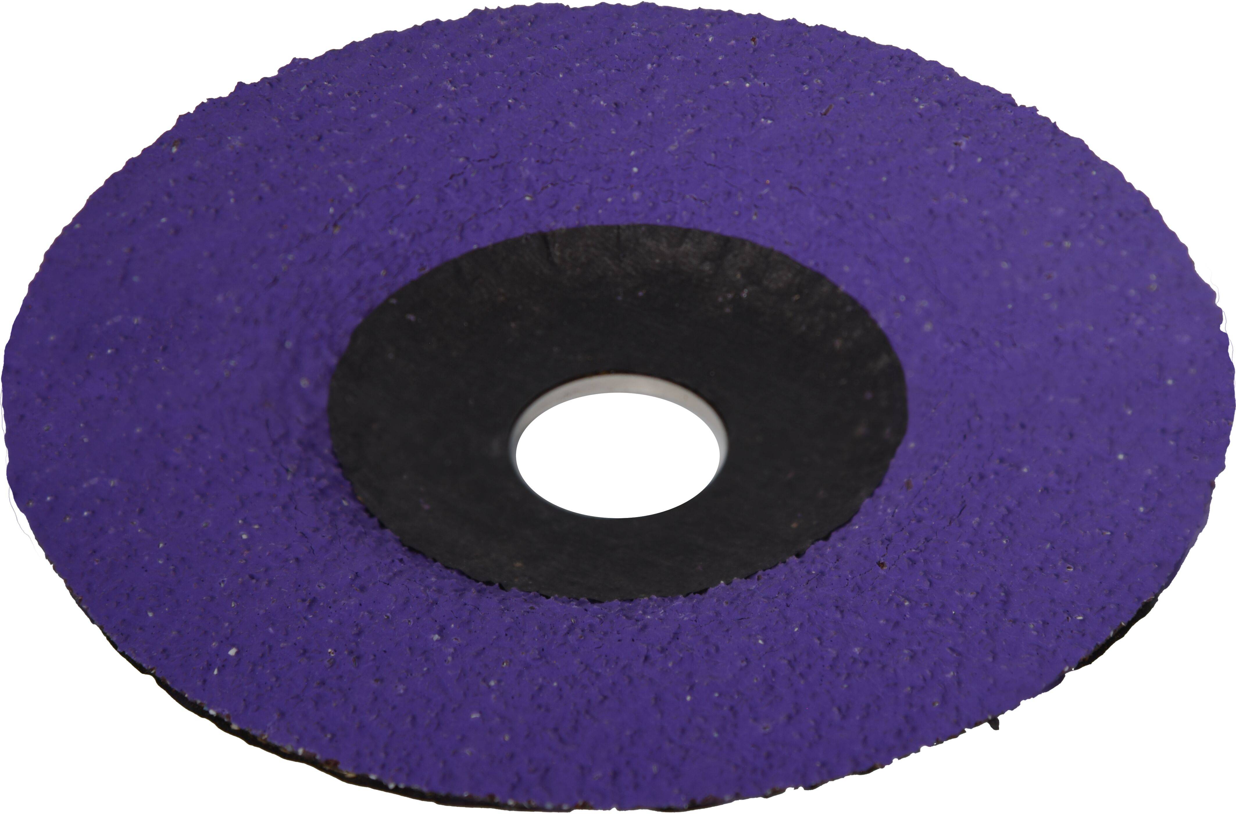 Un disque abrasif circulaire à surface de grain violet et trou central, utilisé pour le ponçage ou la préparation de surfaces.