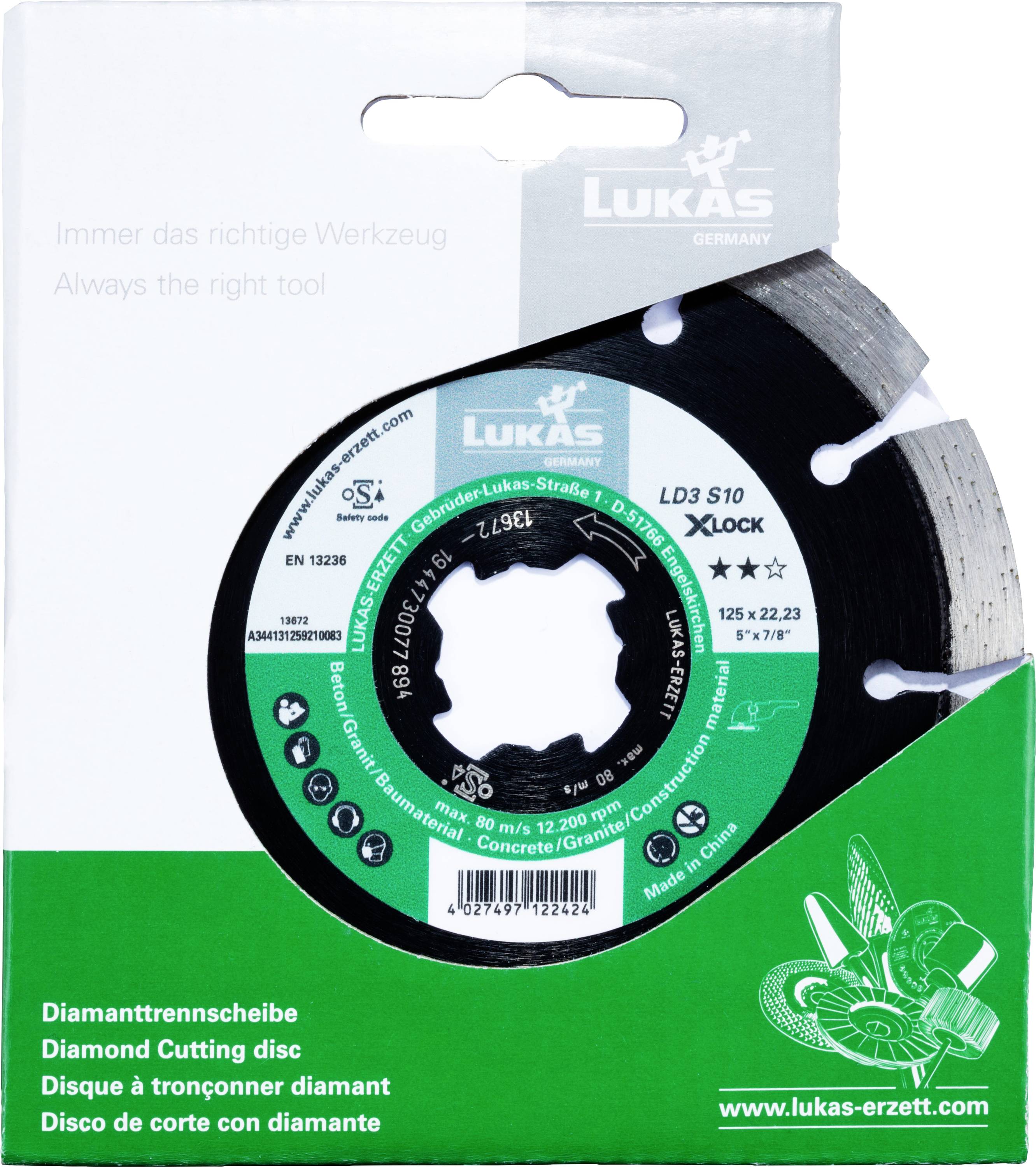 LUKAS-ERZETT A344131259210083 DiamantLD3 S10 X-LOCK 125 Disque à tronçonner diamanté 1 pc(s)-0