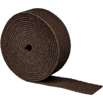 Un rouleau de matériau abrasif brun, utilisé pour poncer et polir les surfaces, avec une longueur de matériau déroulée.
