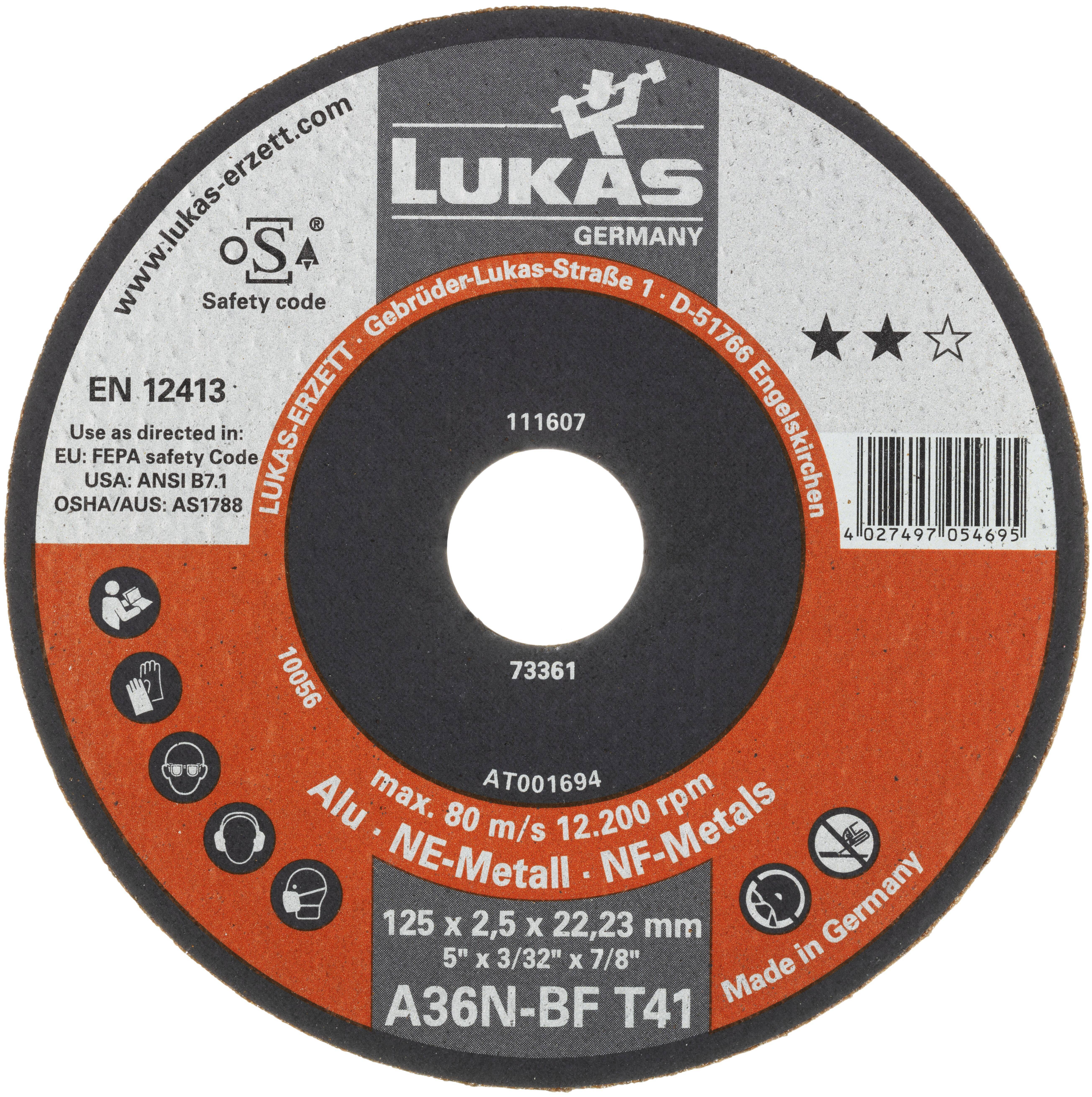 LUKAS-ERZETT T41 230x2,5x22,23 A36N-BF AT001789V9802 Jeu de disque à tronçonner 230 mm 25 pc(s) aluminium-0