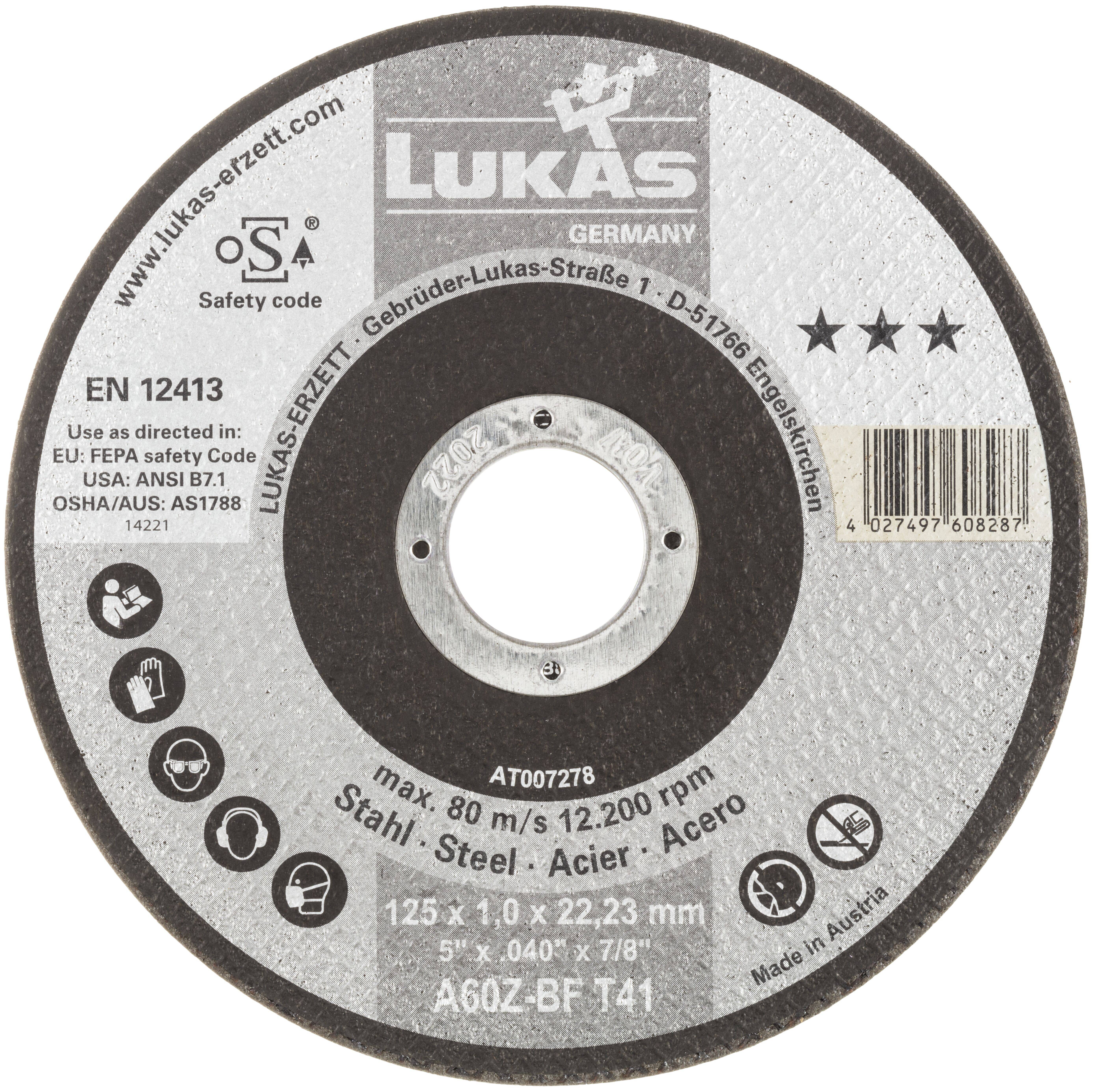 LUKAS-ERZETT T41 230x1,9x22,23 A46Z-BF AT007284V9802 Jeu de disque à tronçonner 230 mm 25 pc(s) acier-0