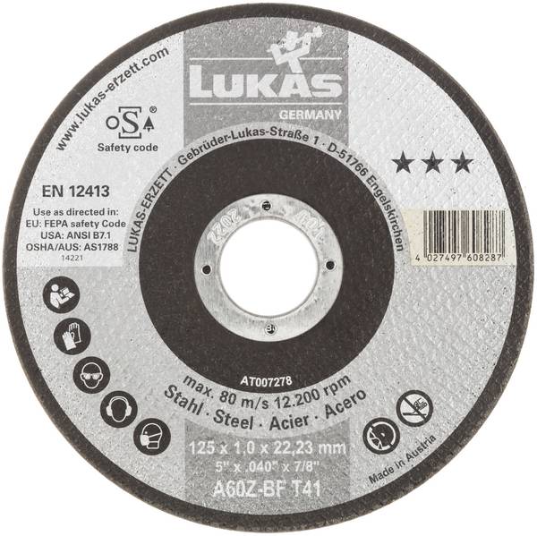 LUKAS-ERZETT T41 230x1,9x22,23 A46Z-BF AT007284V9802 Jeu de disque à tronçonner 230 mm 25 pc(s) acier