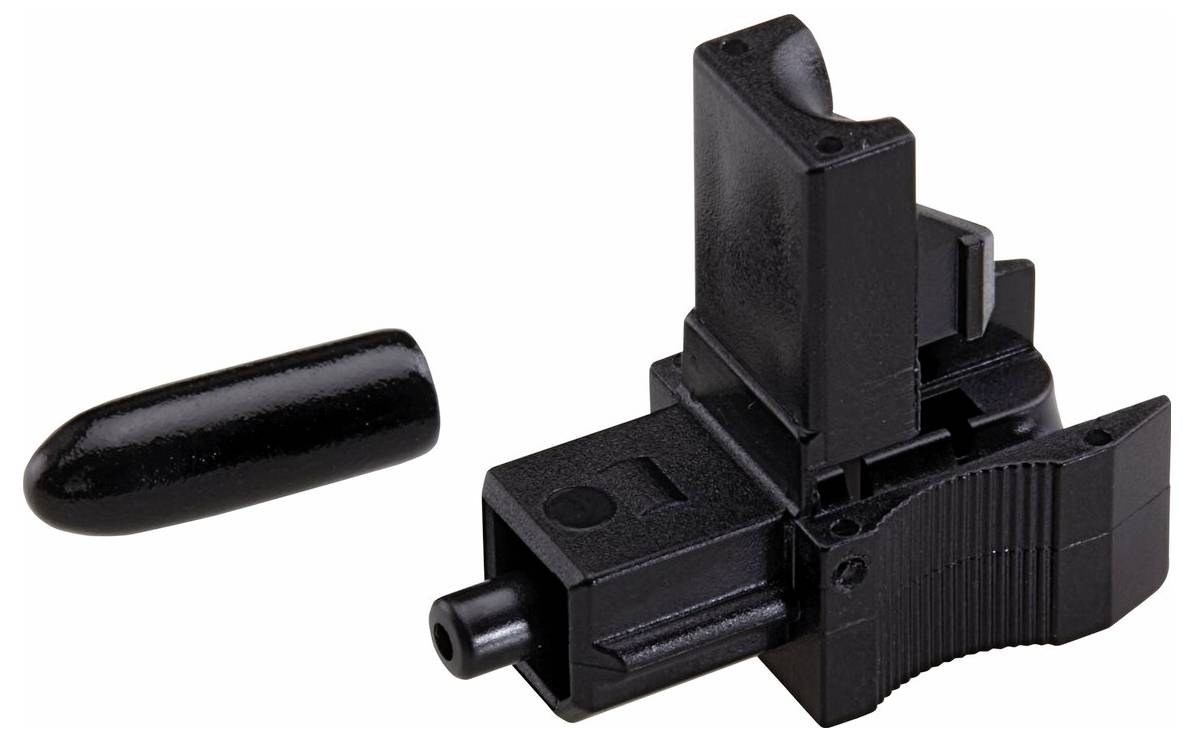 Un ensemble de capuchon et de rondelle noir de style à bascule pour installations de protection, montrant son mécanisme de basculement et son point de fixation.