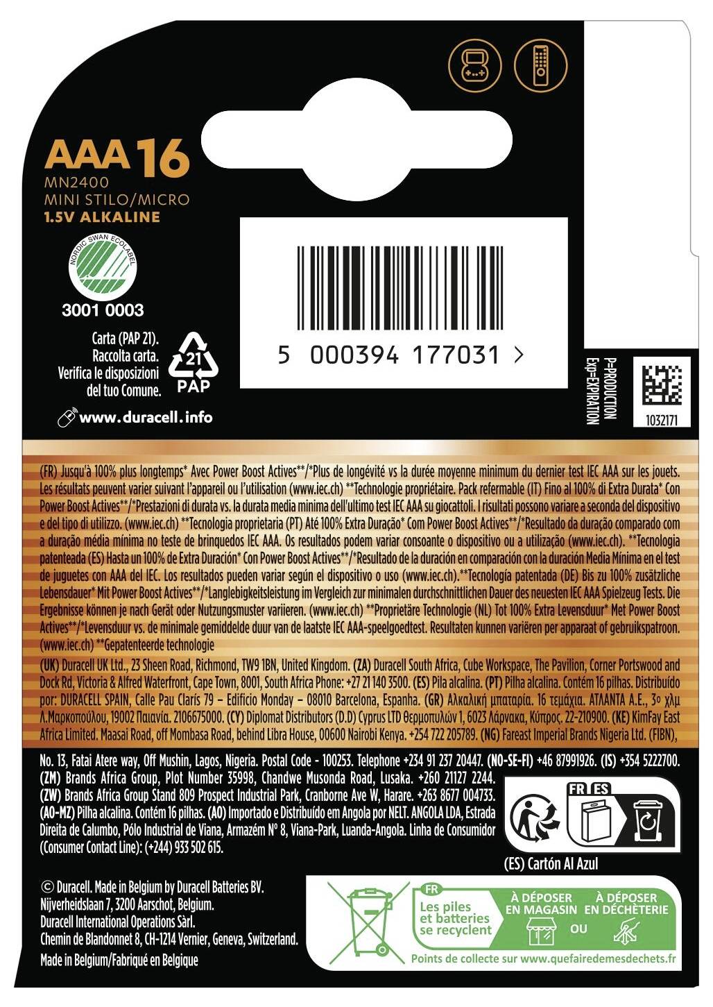 Duracell Plus Power Boost MN2400 Pile LR3 (AAA) 1.5 V 16 pc(s)-1