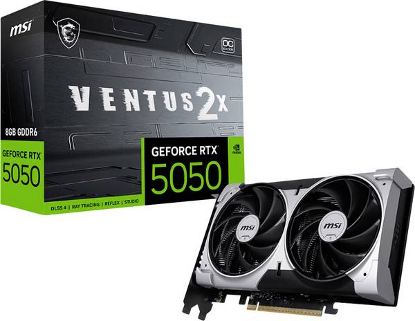MSI GEFORCE RTX 5050 8G VENTUS 2X OC, GeForce RTX 5050, 8 Go, GDDR6, 128 bit, 7680 x 4320 pixels, PCI Express x16 5.0