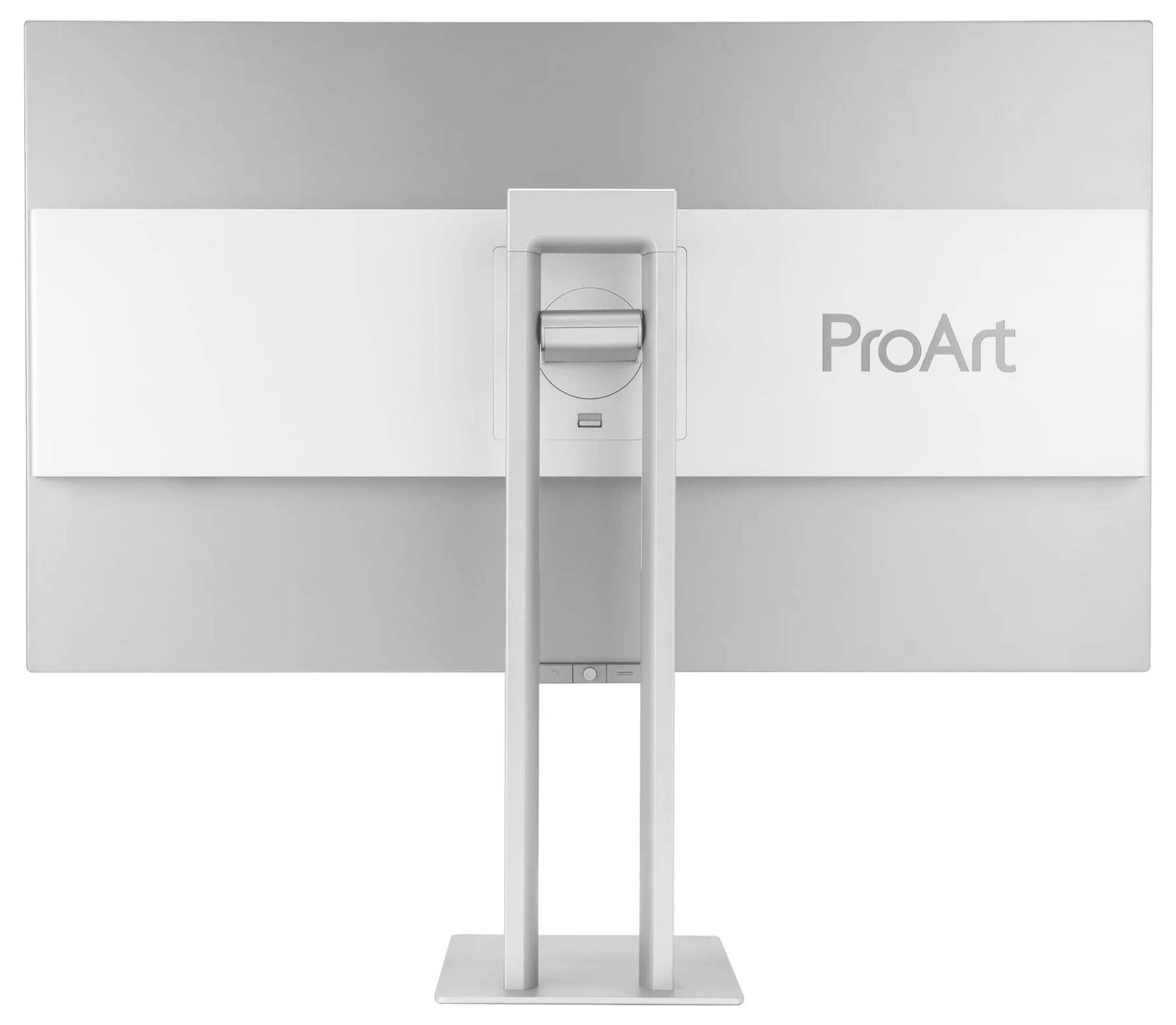 Moniteur de marque 'ProArt' vu de dos, présentant un design élégant et un support réglable adapté aux professionnels créatifs.