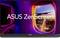 Écran ASUS ZenScreen affichant une vue de coucher de soleil vive depuis la fenêtre d'un avion, mettant en valeur un paysage urbain lumineux en contrebas.